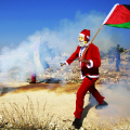 Babbo Natale protesta contro la barriera a Ramallah - Foto di Majdi Mohammed
