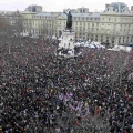 Vista panoramica di Place de la Republique prima dell'inizio della manifestazione